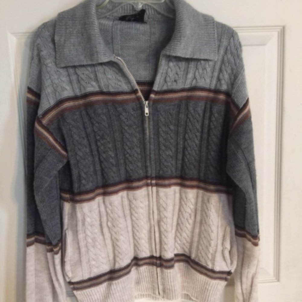 Webster Vintage Men's Sweater Zip Front Pockets Size M